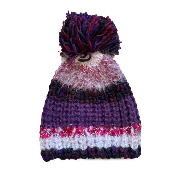 INC Women’s Colorblocked Mega Pom Beanie Berry - Picture 2 of 2